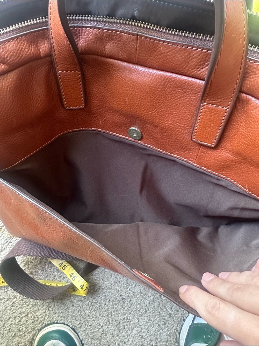 Fossil Men's Leather Laptop Bag in Chestnut Brown - Picture 6 of 6